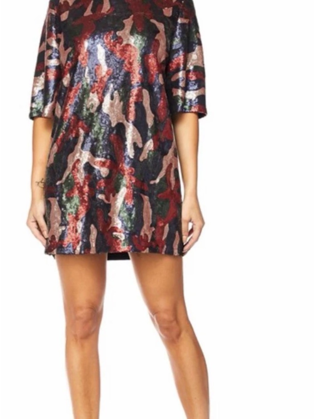 Love & War Sequin Camouflage Shift Dress - Multicolor